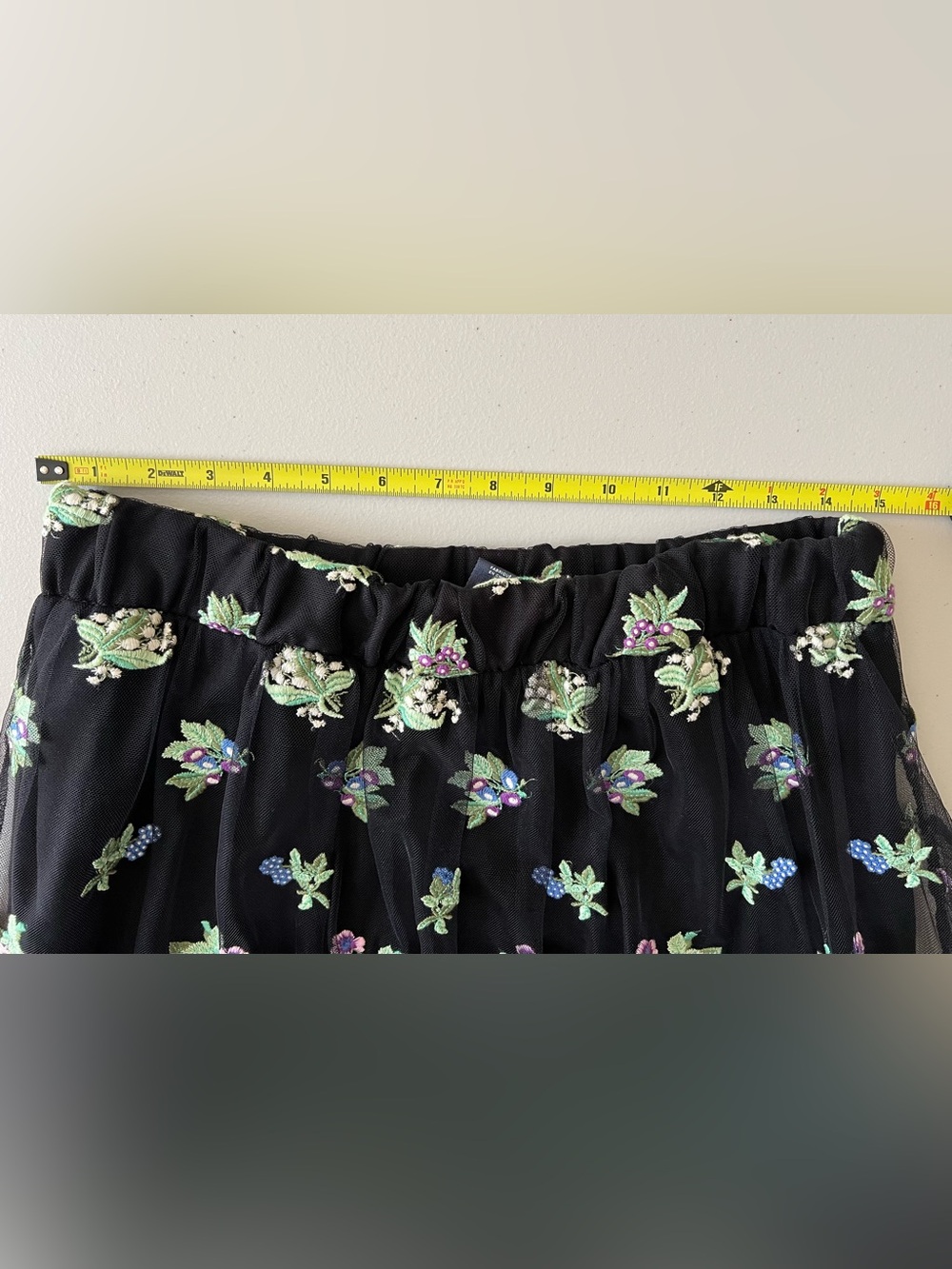 Maeve Anthropologie Sheer Embroidered Maxi Skirt Black Floral Tulle Size M - Picture 11 of 13